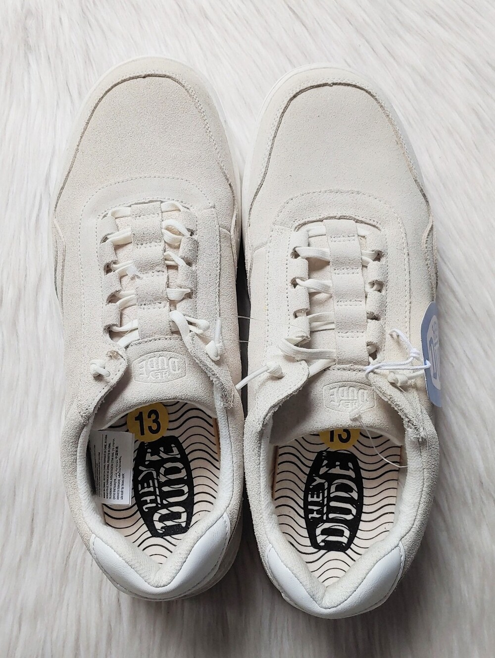 Hey Dude Hudson White Suede Leather Vintage Varsity Men's Sneakers M13 13 EUR 46